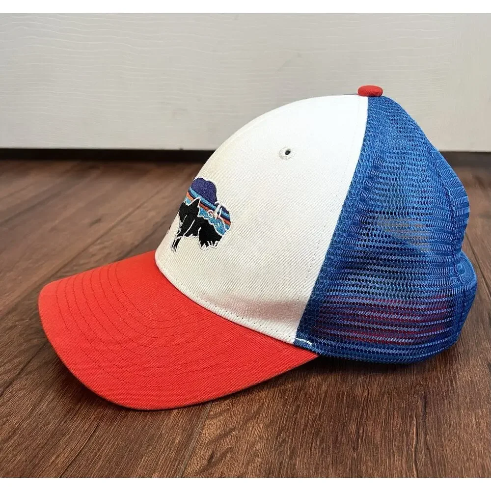 PATAGONIA Fitz Roy Bison Red White Blue SnapBack Trucker Hat One Size Adjustable